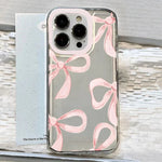 Transparent Phone Case For iPhone 16 16e 15 14 13 12 Mini 11 Pro Max X XR XSMax 7 8 Plus SE 2020 Pink Bow Knot Soft Back Cover