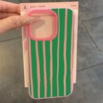Simple Green Striped 2-In-1 Phone Case For Samsung Galaxy S25 S26 Plus S24 S23 S22 Ultra S21 FE A06 A56 A36 A55 Shockproof Cover