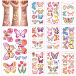10 Sheets Butterfly Fake Tattoo for Girls Waterproof Mermaid Design Temporary Tattoo Stickers Body Decor Birthday Party Gifts