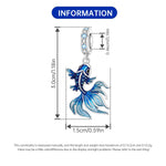 925 Sterling Silver Blue Betta Fish Ocean Pearl Charm Bead
