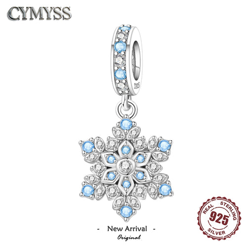 Authentic 925 Sterling Silver Zircon Snowflake Charm Bead for Bracelets - Fine Jewellery Gift
