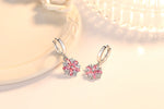 925 Sterling Silver Pink Petal Zircon Stud Earrings for Women