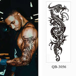 Men's Temporary Tattoos Large Arm Sleeve Tattoo Sticker Dragon Tiger Fish Full Skull Totem Wolf Waterproof Fake Tatoo for Women