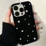 Korean INS White Stars Phone Case for iPhone 16 Pro 15 14 13 12 17 Air 11 Pro max X 7 8 15Pro 16 Plus 16E SE 2022 Soft Cover