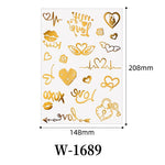 Waterproof Metallic Temporary Tattoos Women Gold Flash Fake Tattoo Sticker Heart Design Stickers for Valentine Wedding Body Art