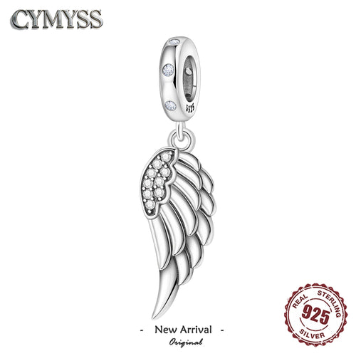 **Fine 925 Sterling Silver Angel Wing Feather Dangle Charm Bead for Women**