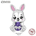 925 Sterling Silver Easter Bunny Egg Charm Bead