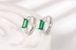 925 Sterling Silver Green Zircon Square Stud Earrings for Women