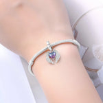 925 Sterling Silver Zircon Winged Heart Charm Bead