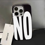 Art White Letters Black Soft Phone Case For iPhone 17 16 16E 15 14 13 12 11 Pro Max X XS Max 7 8 Plus NO and YES Creative Cover
