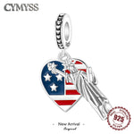 925 Sterling Silver Statue of Liberty Flag Charm Bead