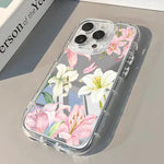 Pink Lily Peony Pattern Phone Case For iPhone 17 16 15 14 13 12 11 Pro Max 7 8 Plus XR X XS Max 16E Fashion Mirror Back Cover