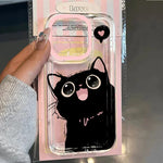 Clear Cute Black Cat Case for Samsung Galaxy A56  A16 A06 A15 A35 A55 5G S25 S24 S23 Ultra S22 S21 Plus FE Animal Soft TPU Cover