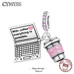 925 Sterling Silver Coffee Notebook Charm Pendant