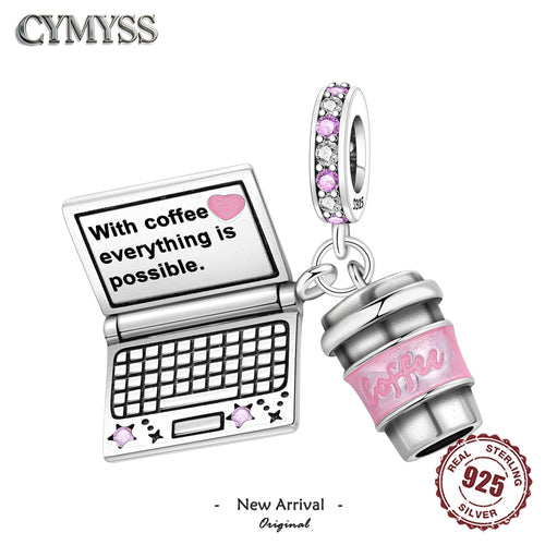 925 Sterling Silver Coffee Notebook Charm Pendant