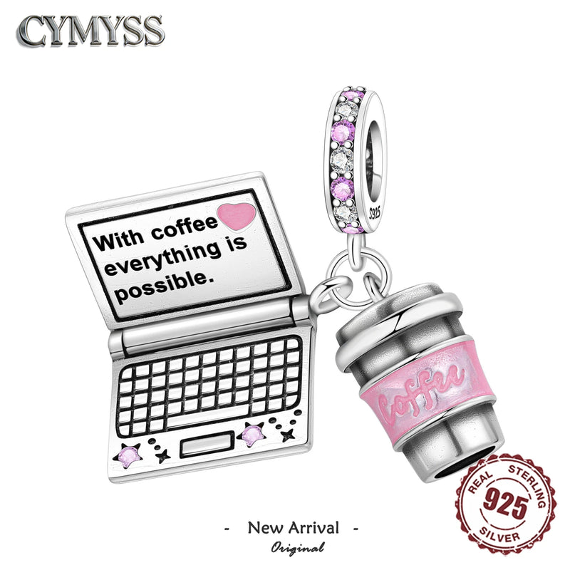 925 Sterling Silver Coffee Notebook Charm Pendant
