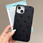 Cool Black Little Heart Leather Texture Phone Case for Xiaomi Redmi Note 14 13 12 11 10 Pro Plus 12S 11S Redmi 12 13C 14C Cover