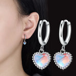 Sterling Silver Moonstone Heart Crystal Stud Earrings for Women