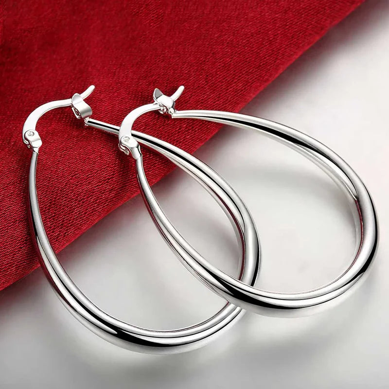 Sterling Silver U-Shape Small Hoop Earrings for Women - Vintage