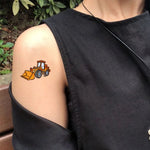 10 Sheets Excavator Vehicle Pattern Temporary Tattoos For Hand Body Engineering Crane, Cartoon Tattoos Stickers