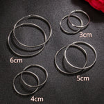 Sterling Silver Diamond-Cut 3-6cm Hoop Earrings for Women