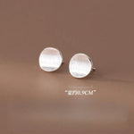 Sterling Silver Frosted Round Stud Earrings for Women - Wedding