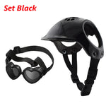 Pet Dog Riding Helmet with Ear Holes Puppy Outdoor Supplies Accessories Adjustable Motorcycle Helmets Protective Goggles Set