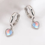 Sterling Silver Moonstone Heart Crystal Stud Earrings for Women