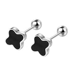 Sterling Silver Black Heart Star Stud Earrings for Women - Gift