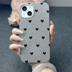 Cool Black Little Heart Leather Texture Phone Case for Xiaomi Redmi Note 14 13 12 11 10 Pro Plus 12S 11S Redmi 12 13C 14C Cover