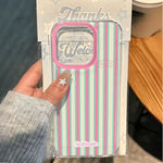Pink & Blue Stripe Shockproof Clear Case for Xiaomi Poco X6 F6 F5 Pro Mi 14T Cover