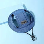 Adjustable Denim Pet Bucket Hat Ear Hole Design Dog Cat Summer Outdoor Sun Protection Costume Cap for Small Dogs Cats Kitten