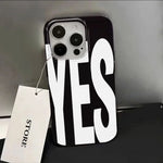 Art White Letters Black Soft Phone Case For iPhone 17 16 16E 15 14 13 12 11 Pro Max X XS Max 7 8 Plus NO and YES Creative Cover