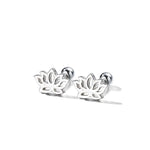 Sterling Silver Hollow Lotus Flower Stud Earrings for Women