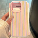 Stylish Yellow Striped Phone Case For iPhone 17 16 E 15 14 13 12 11 Pro XR x Max 7 8 Plus 17 Air Minimalist 2 in 1 Back Cover