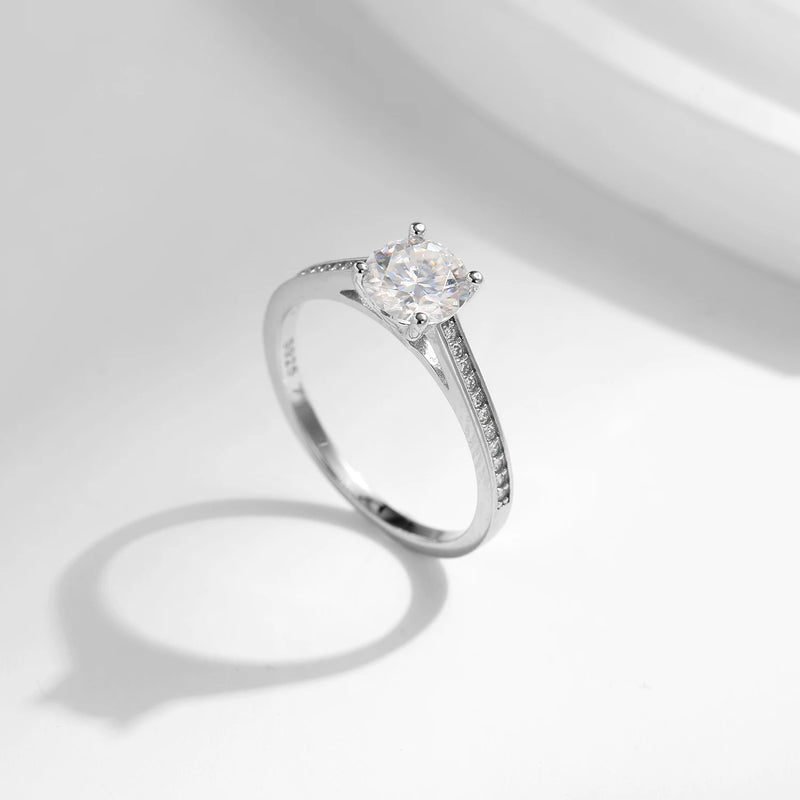 D Colour Moissanite Engagement Ring | 925 Sterling Silver