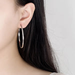 Sterling Silver 30-60mm Cut Hoop Earrings for Women