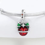925 Sterling Silver Red Bell Festive Charm Bead