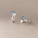 Sterling Silver Ginkgo Leaf Stud Earrings for Women