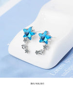 925 Sterling Silver Blue Star Crystal Stud Earrings for Women