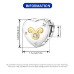 925 Sterling Silver Zodiac Taurus Heart Charm Bead