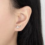 925 Sterling Silver Butterfly Zircon Stud Earrings for Women