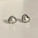 Sterling Silver Small Heart Stud Earrings for Women - Gift