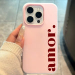 Red "Amor." Letter Print Personalized Phone Case For iPhone 17 16 Pro Max 15 14 Plus 13 12 11 XS XR 16E 17 Air 2-In-1 Soft Cover