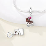925 Sterling Silver Heart Zircon Coffee Charm Bead for Bracelet