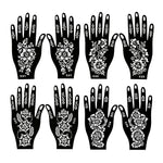 2pcs Reusable Henna Tattoo Stencils Flower Tattoo Template for Women Hand Fingers Painting Henna Stencil for Wedding Festival