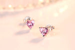 Sterling Silver Heart Zircon Stud Earrings for Women - Multicolour