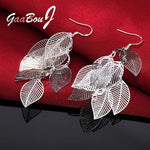 Sterling Silver Leaf Dangle Earrings for Women - Wedding Gift