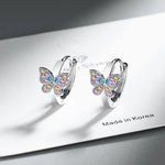 Sterling Silver Rainbow Butterfly Zircon Ring Earrings for Women