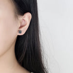 Sterling Silver Black Heart Star Stud Earrings for Women - Gift